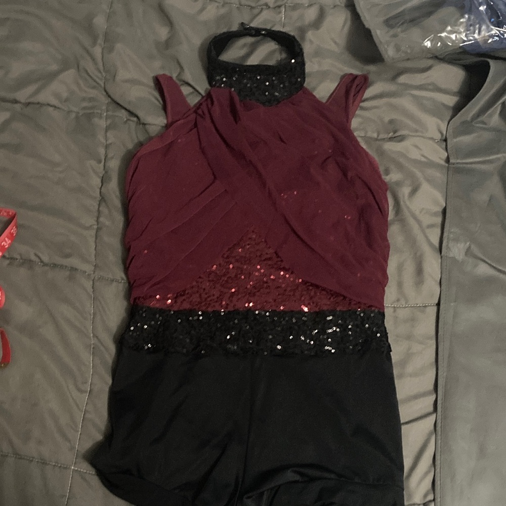 Weissman Burgundy and Black Dance Costume